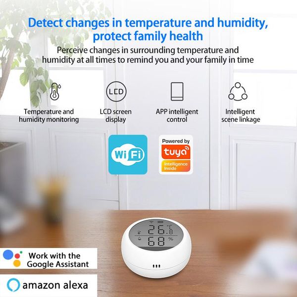 

smart home control 5 pieces tuya wifi thermometer sensor support google and alexa family intelligence system accessory tools