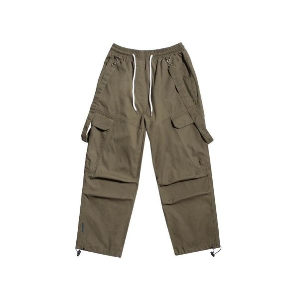 

men's pants hip hop casual straight workwear sling fashion drawstring elastic waist pant trousers, Black