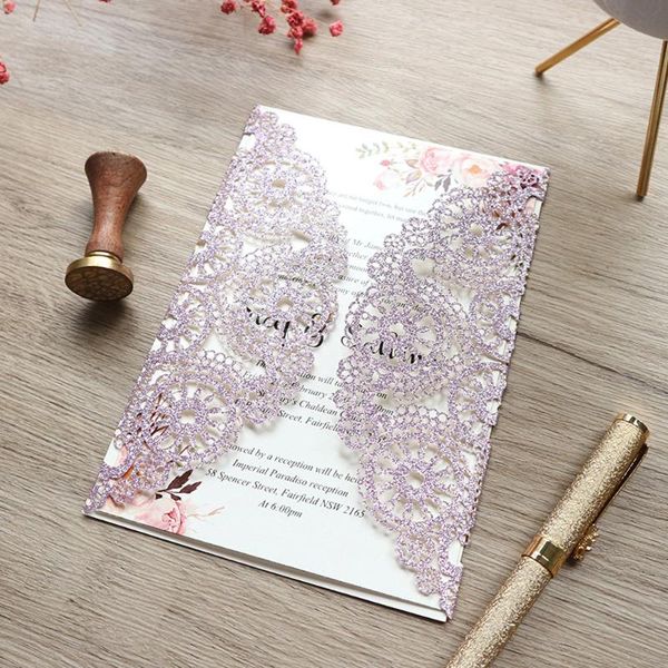

greeting cards 50pcs glitter laser cut invitations for wedding birthday party supply elegant personalized bridal shower invites