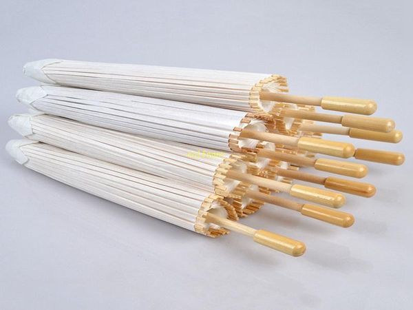 

umbrellas 20pcs/lot 20cm/30cm/40cm/60cm diameter bamboo wedding umbrella parasol white paper long handle favor