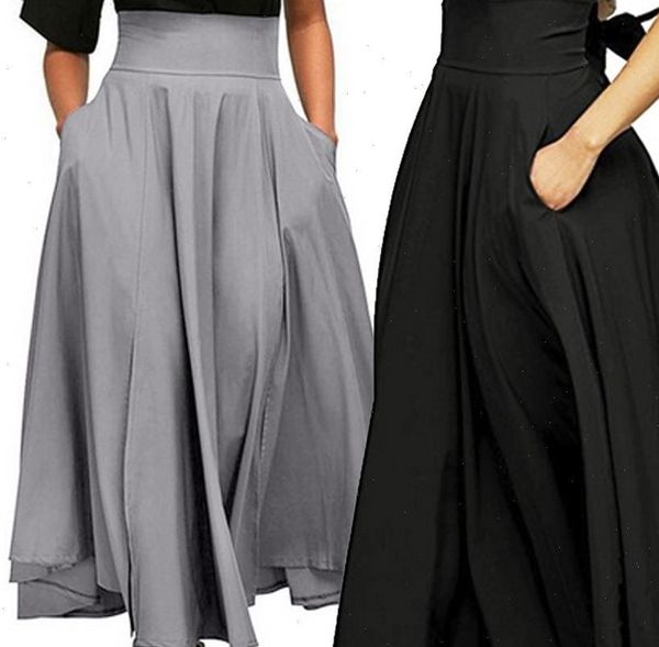 

women womens skirt high waist long pleated a line front slit belted maxi ankle length solid fashions matching plus size, Black