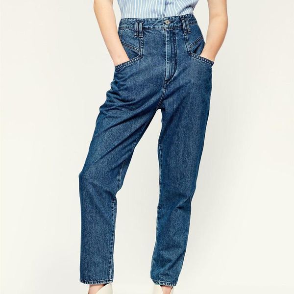 

women's jeans high-waisted fashion women autumn cotton denim pants female high street casual slim trouser ladies brand straight ml80, Blue
