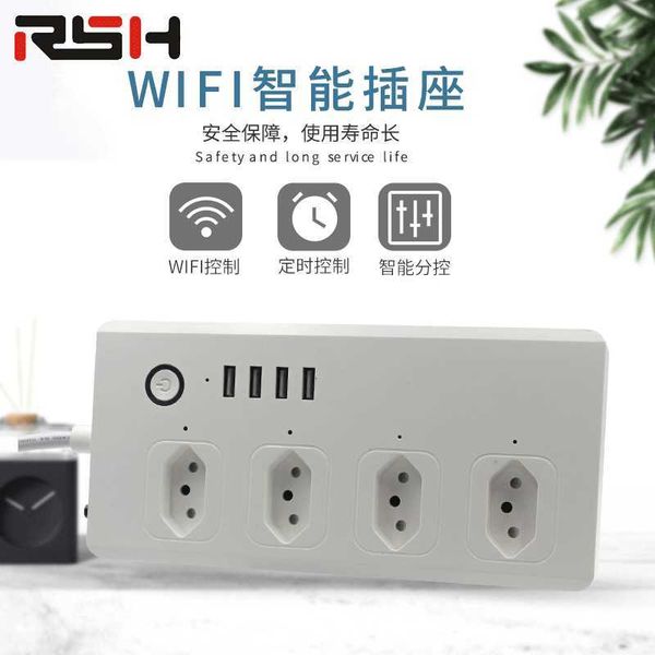 

intelligent 4usb multi-function brazil gauge 16a wifi intelligent plug-in