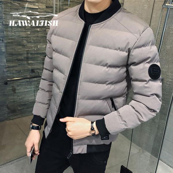 

men's down & parkas winter coat cotton male 2021 korean slim padded jacket fashion parka, Black