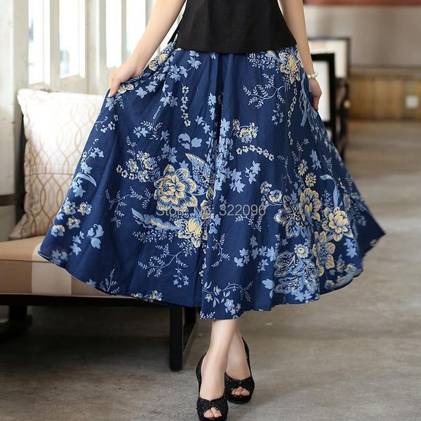 

skirts shanghai story 3 size optional blend linen long shirt short skirt spring summer chinese style bohemian, Black