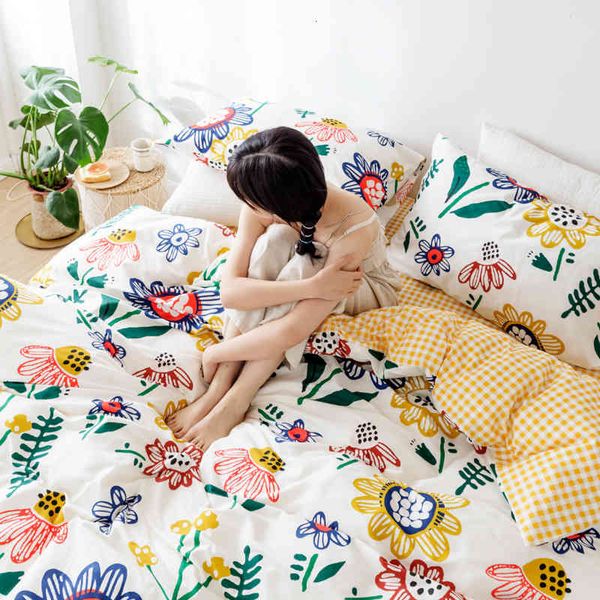 

13372 twill cotton 4-piece bedding single / double quilt cover