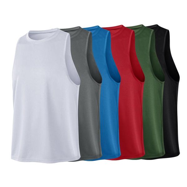 

men' tank men loose sports vest workout sleeveless undershirt basketball running training quick dry gym fitness clothing, White;black