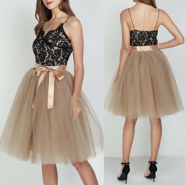 

skirts women formal lace skirt 7 layers prom evening party wedding gown ladies clothes summer fashion 2021, Black