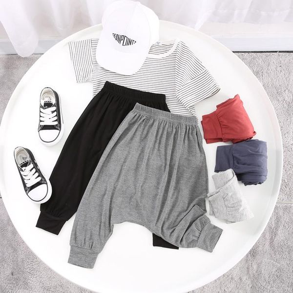 

trousers children sports casual toddler for girls boys baby pp pants modal harem summer thin anti-mosquito, Blue