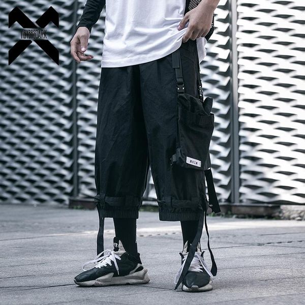 

men's pants 11 bybb's dark black cargo men hip hop tactics joggers harajuku streetwear loose calf-length pant big pocket bb35