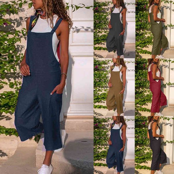 

women's jumpsuits & rompers vintage jumpsuit autumn new cotton linen pockets suspender pants femme casual loose solid retro street, Black;white