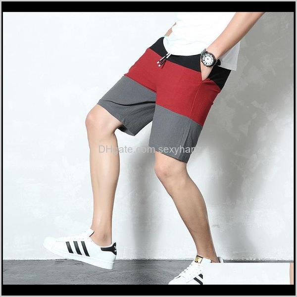 

mens clothing apparel drop delivery 2021 varsanol compression shorts for men made of cotton casual homme striped clothes bermuda masculina 4, White;black
