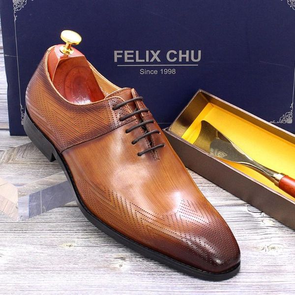 

dress shoes drop size 6 to 13 mens oxford genuine leather handmade brown lace up pointed toe male business formal, Black