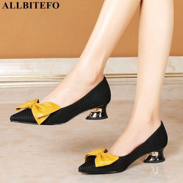 

dress shoes allbitefo sweet bowtie brand high heels wedding woemn thick office ladies party women girls, Black
