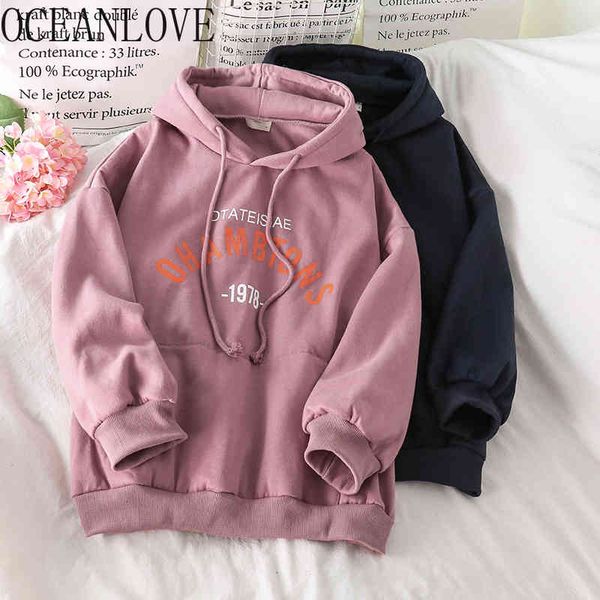 

print letters warm hoodies women front pocket autumn winter pullovers casual student fashion sweatshirts 18337 210415, Black
