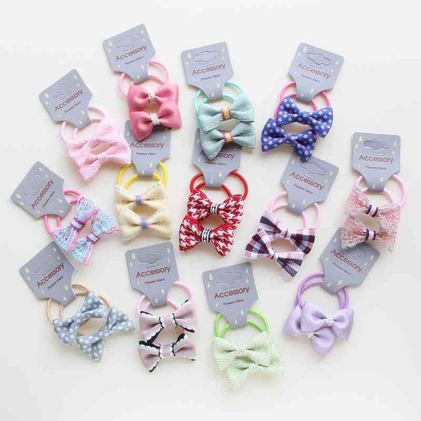

two pcs new all-game brown crocheted bowknot princess the baby at mantis kids accessories girls for children bands of elastic hair, Pink