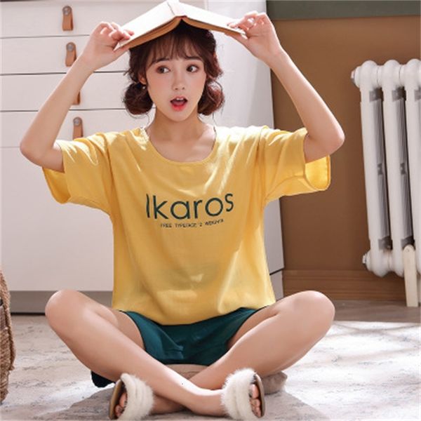 

women's sleepwear women's short-sleeved shorts cotton pajamas set spring summer two-piece suit cartoon cute pyjamas women sleepwea, Black;red