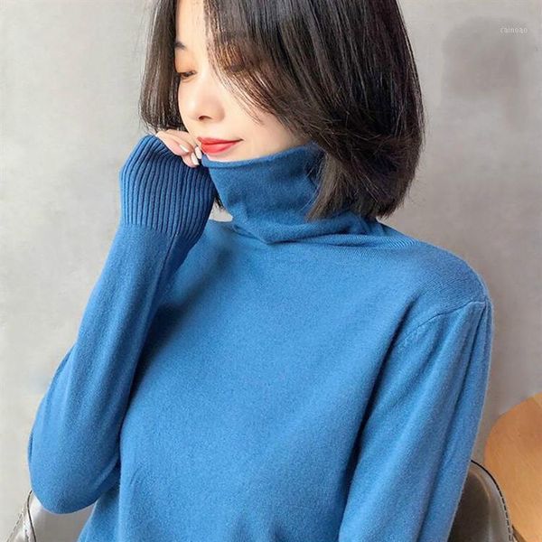 

autumn winter women sweaters knitting shirt pullover female casual solid elastic turtleneck knitted bottoming shirts women's, White;black