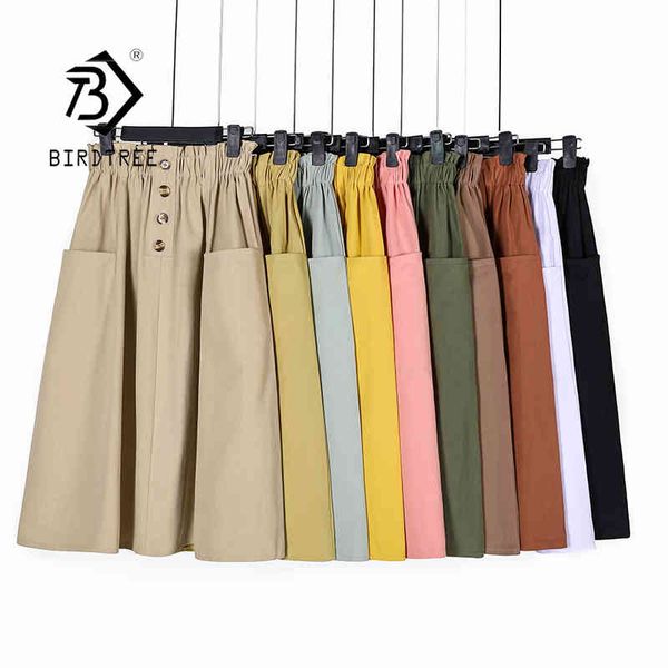 

high waist summer pocket cotton and linen long saia women a-line boho skirt faldas jupe femme b13403x 210416, Black