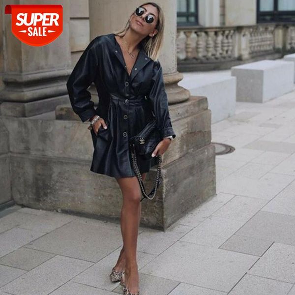 

hirigin spring women pocket leather dress solid ultralight warm dresses retro black fashion ladies clothing vestido #3u7h, White;black