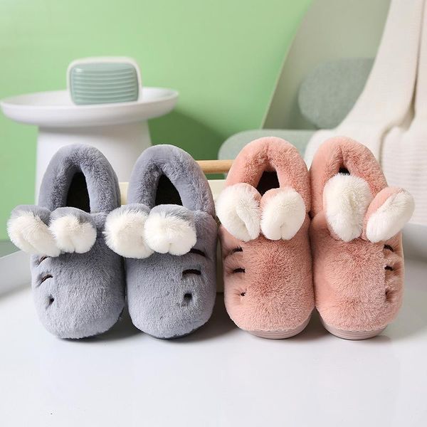 

slipper kids slippers 2021 winter home children cartoon shoes baby indoor soft bottom non-slip warm toddler girls boys, Black;grey