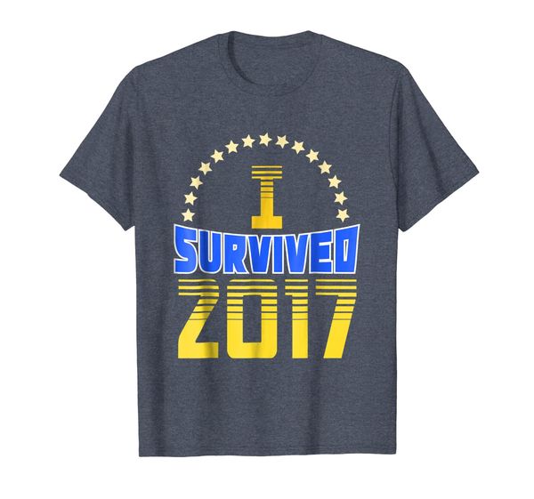 

new years i survived 2017 t-shirt, White;black