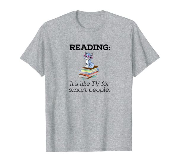 

cute cat reading tv for smart people funny t-shirt, White;black