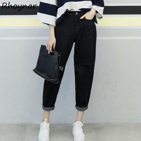 

women's jeans harem-jeans women spring hole loose daily streetwear ripped harajuku female chic denim casual cool fit comfortable all-ma, Blue