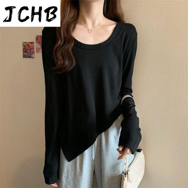 

women's t-shirt jchb 2021 100% cotton t-shirts korean style white female long sleeve shirt spring camisetas de mujer p
