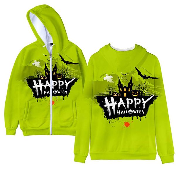

men's hoodies & sweatshirts 2021 happy halloween clothing 3d hoody print men women zipper jackets long sleeve cool boy girl hooded, Black