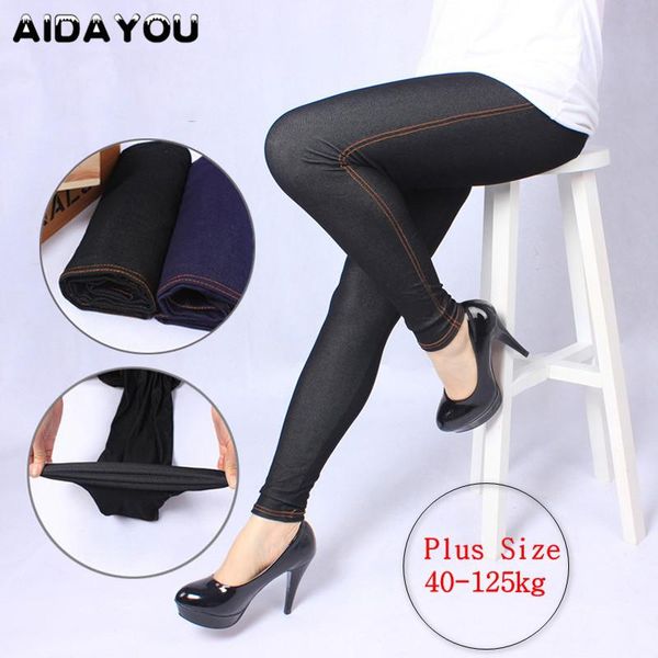 

women's leggings womens legging fashion super elastic high waist pencil pants solid denim jeans large size ouc3348, Black