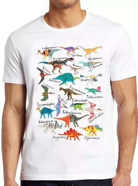 

dinosaurs names and pictures kids gift novelty cool vintage tee t shirt 4080, White;black