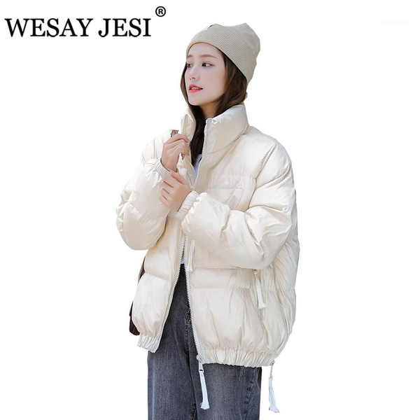 

women's down & parkas women's winter short bread padded jacket female loose and clothes thick temperament slim bright cotton coat, Black