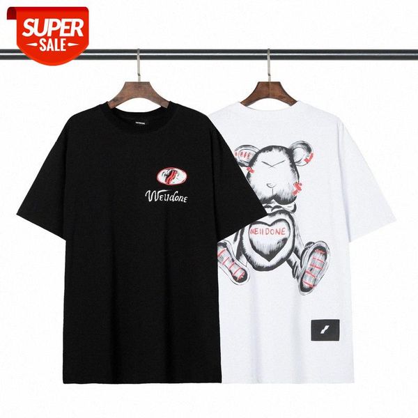 

quality well back bear print loose casual short sleeve cross-border #ej4z, White;black