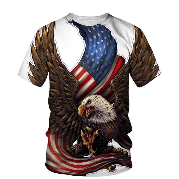 

men's t-shirts printed t-shirt | bald eagle american flag hand-painted lines fashion summer round neck, White;black