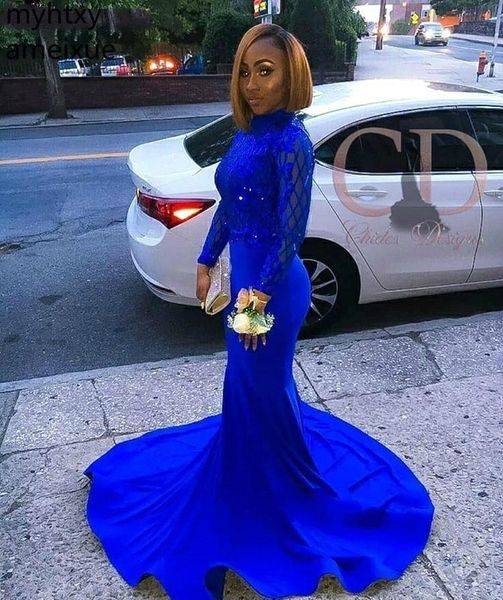 

party dresses 2021 shelves royal blue long sleeves prom black girls evening gowns plus size custom made dress elegant, White;black