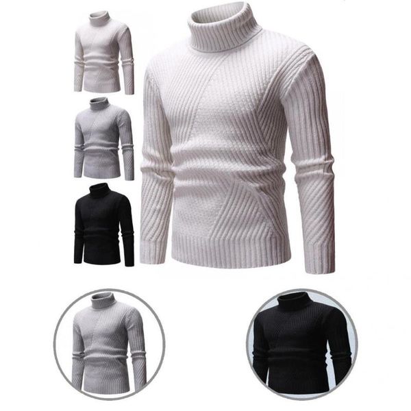 

men's sweaters breathable classic slim fit turtleneck knitted sweater casual ribbed for daily life, White;black