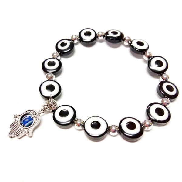 

retro style man woman lovers fatima hand charm bracelet devil eyes beads strands jewelry for wholesale, Golden;silver