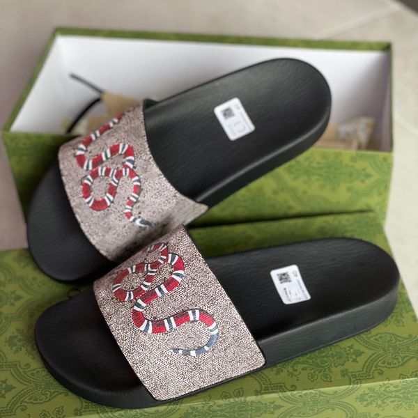 

designer men women sandals with correct box dust bag fashion print slide summer wide comfortable flat slippers size 35-48 dgjh, Black
