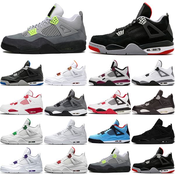 

fashion men's 4s basketball shoes 4 mens neon black cat orange metallic oreo court purple pine green university red white cement pure m