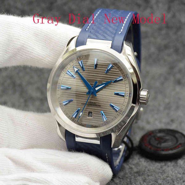

grey mechanical watch automatic dial mens 42mm stainless steel glass back sports rubber strap wristwarches, Slivery;brown