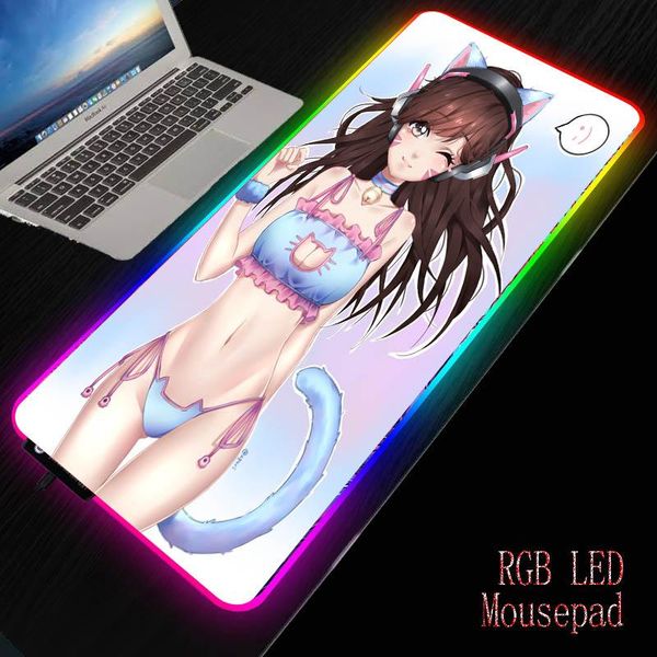 

mouse pads & wrist rests mrg anime cat girl gaming computer rgb large pad gamer xxl carpet big mause desk play mat with backlit