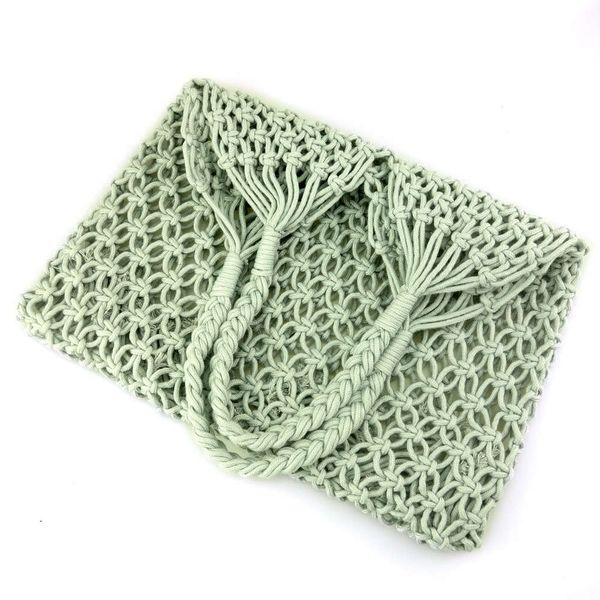 

ring pattern hand woven cotton rope bag women's one shoulder beach