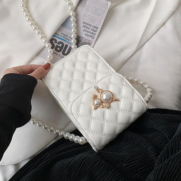 

evening bags niche design lingge bag female 2021 fashion pearl chain square messenger phone shoulder width: 12cm1