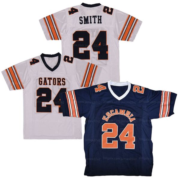 Custom 24# Emmitt Smith High School Football Jersey's Men's Ed White Blue Size S-4XL di alta qualità