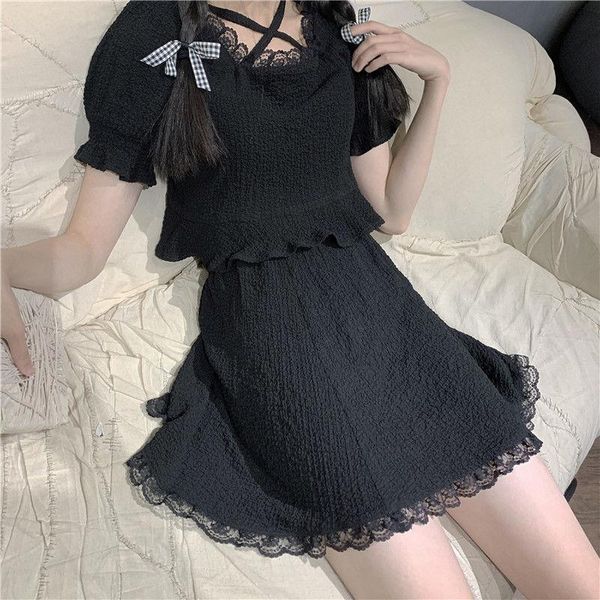 

skirts gothic black skirt female korean vintage preppy style sweet casual high waist mini streetwear harajuku punk suit