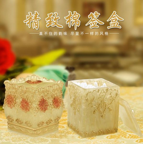 

bath accessory set resin cotton swab box, pad, europe and the rest of living room, non - acrylic toothpick box