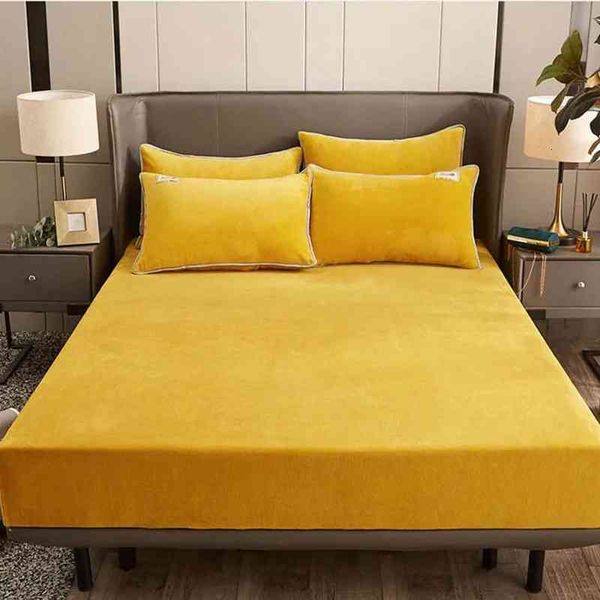 

sheets & sets juannai solid bed sheet and pillowcases winter warm flannel elastic band fitted mattress cover super soft queen king size qdsg