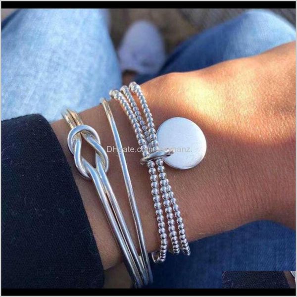 

charm bracelets drop delivery 2021 hand fashion bright sier beaded set twist bracelet jewelry drpx1, Golden;silver