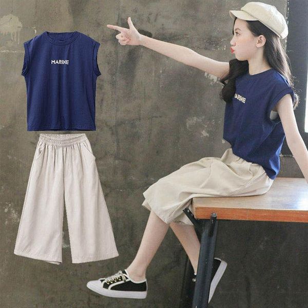 

clothing sets baby girls clothes suit summer children t-shirt +shorts wide pants 2pc set kids girl outfits teen, White
